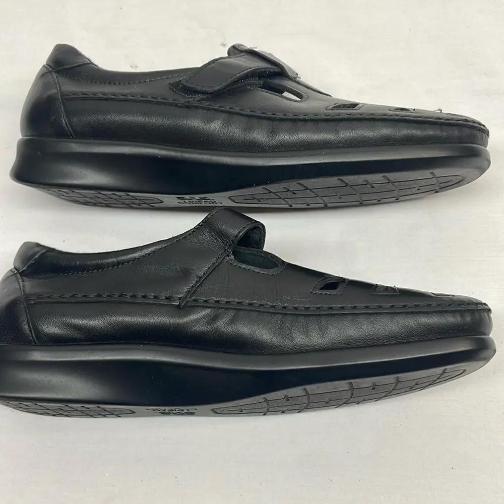 SAS Mary Janes EZ Strap Black Leather Walking Shoes